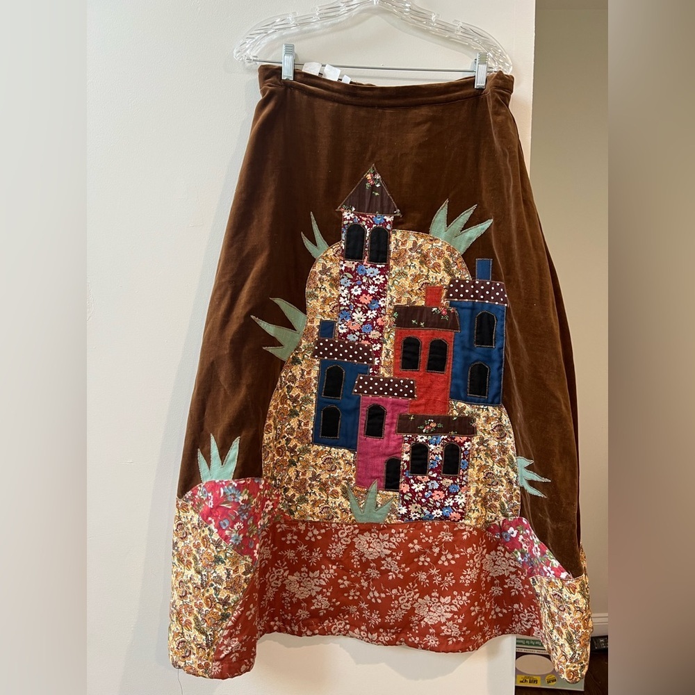 Vintage 1968 “Mountain Artisans” Velvet  Patchwork Maxi Skirt One of a Kind
